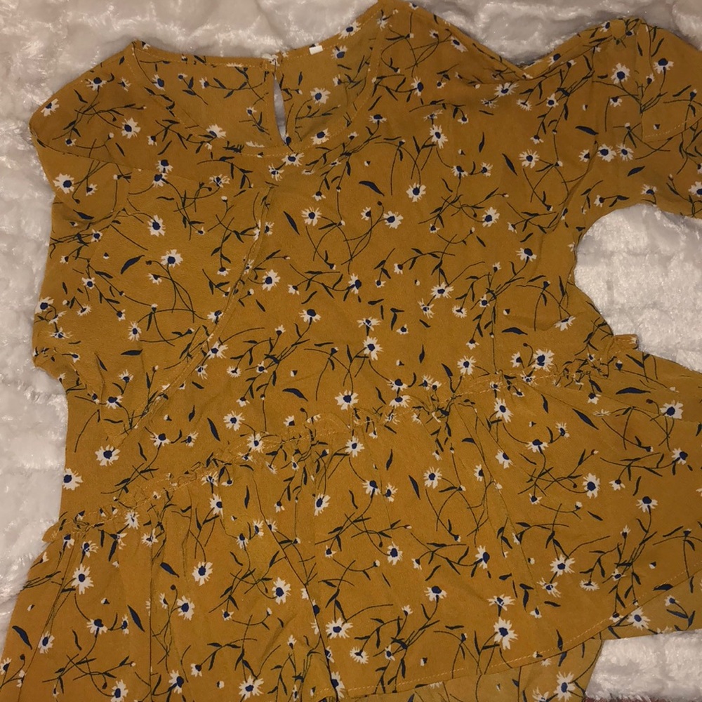 Floral mustard yellow shirt
